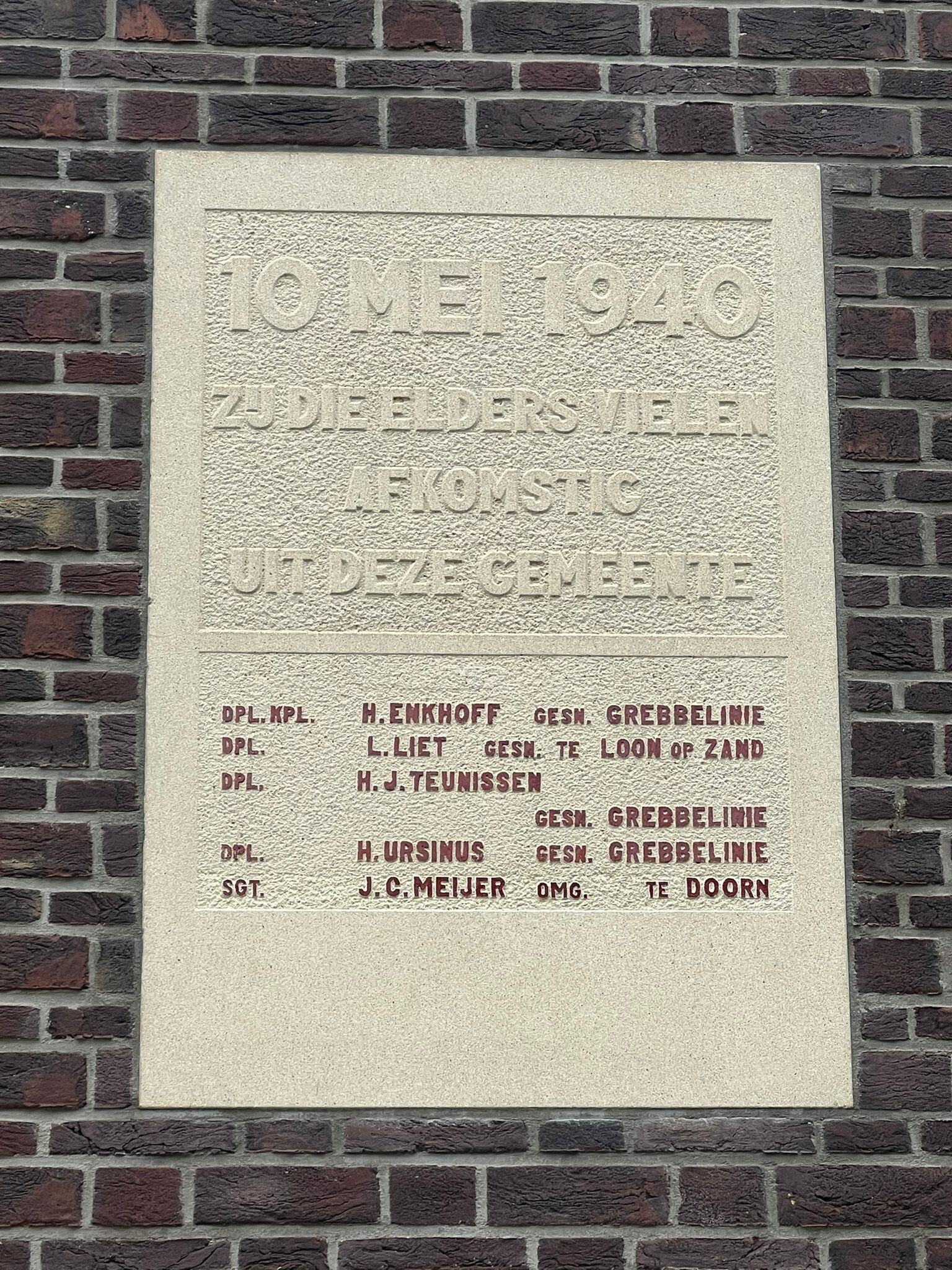 Naamsvermelding monument SGT Meijer