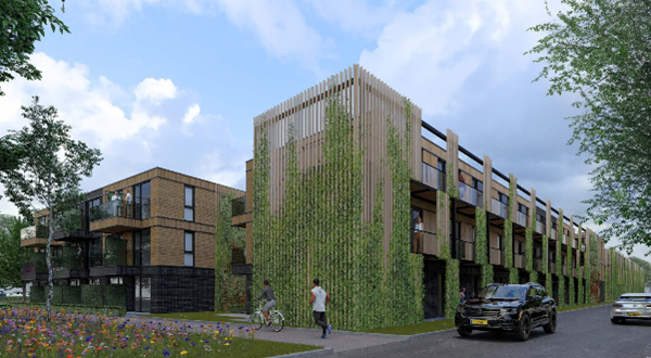 Voorlopige schets van de te bouwen woningen